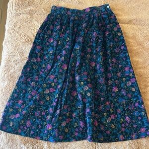 Vintage LL Bean Floral Corduroy Skirt